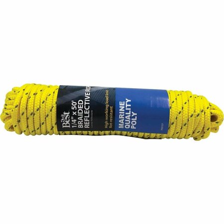 ALL-SOURCE 1/4 In. x 50 Ft. Yellow Braided Reflective Polypropylene Packaged Rope 703157
